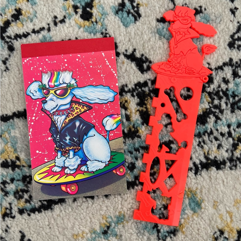 Vintage Lisa Frank notepad and stencil